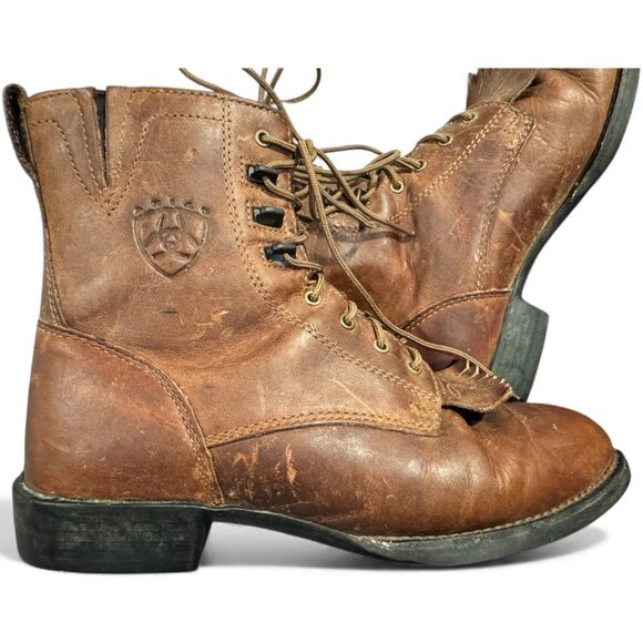 Ariat Heritage Lacer II Women’s Size 8 Brown Leather Western Boots Tassle Great - Picture 4 of 9